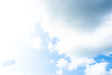 Nature Bright blue Sky with white clouds on blackground. Beautiful sky and clouds in the afternoon.