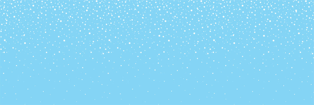 Seamless falling snow or snowflakes. Isolated on blue background - stock vector.