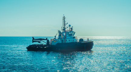Powerful Tugboat in the sea