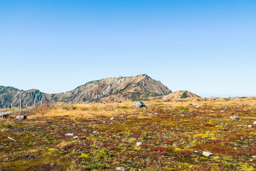 Beautiful landscape Tateyama Kurobe alpine in autumn,The japan alps is one of the most important and popular natural place in Toyama Prefecture, Japan.