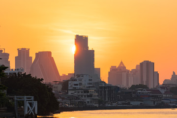 Sunrise of Bangkok city.