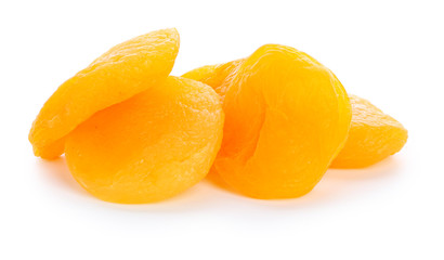 Tasty dried apricots on white background