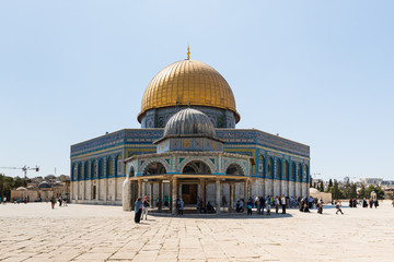 The Dom of the Chain and the Dome of the Rock building on the territory of the interior of the Temple Mount in the Old City in Jerusalem, Israel