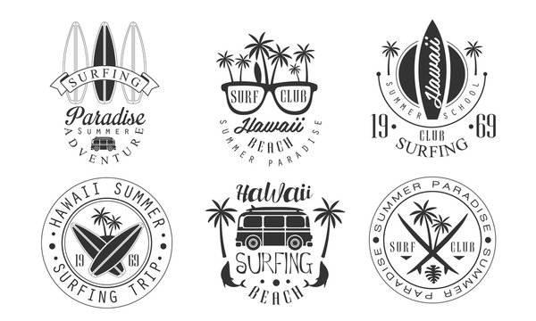 Set of vintage Hawaii logos vector illustration