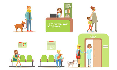 Trip to the vet cartoon vector illustration