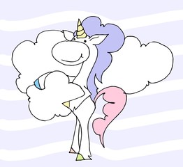 Cute cartoon unicorn. Vector illustration. Сolorful unicorns. 