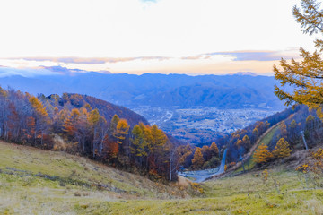 Beautiful landscape view of  Hakuba in the winter and blue sky background in Nagano Prefecture Japan.