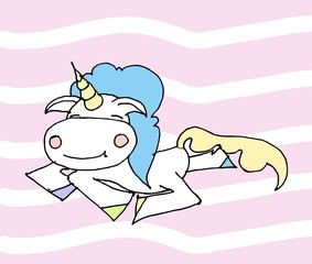 Cute cartoon unicorn. Vector illustration. Сolorful unicorns. 