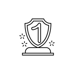 First place, prize, shield icon. Simple line, outline vector of winning for ui a