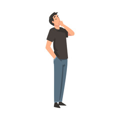 Man thinks about something cartoon vector illustration