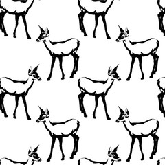 Vector pattern with  hand drawn illustration of fawn isolated. Template for card, poster, banner, print for t-shirt, pin, badge, patch.