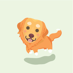 Golden retriever vector on pastel background.