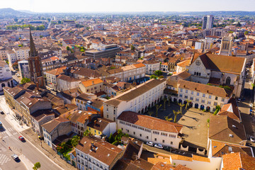 Fototapeta na wymiar Panoramic view from the drone on the city Agen. France
