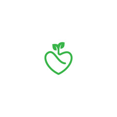 Heart leaf logo, healthy heart logo vector design template