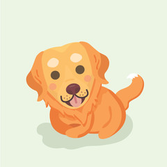 Golden retriever vector on pastel background.