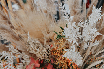 autumn background bouquet of wildflowers in warm tones