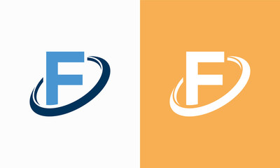 Simple Shield Letter F logo designs, F initial Shield Planet Circle logo symbol icon template