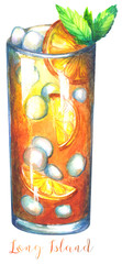 Fototapeta premium Watercolor cocktail Long Island