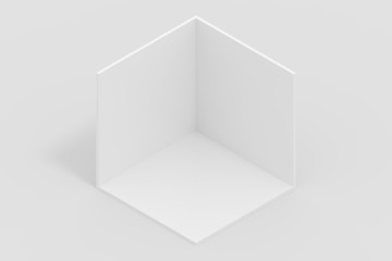 Minimal isometric perspective background blank room and box