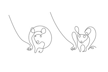One line rat design silhouette.Hand drawn minimalism style vector illustration