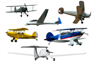 Collage of different modern airplanes