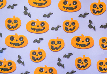 Halloween pattern on purple background