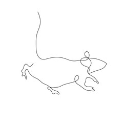 One line rat design silhouette.Hand drawn minimalism style vector illustration