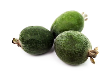 feijoa lies on a white background close-up