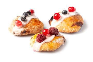 Christmas cookies with berry - vegetarian holiday dessert on a white isolated background