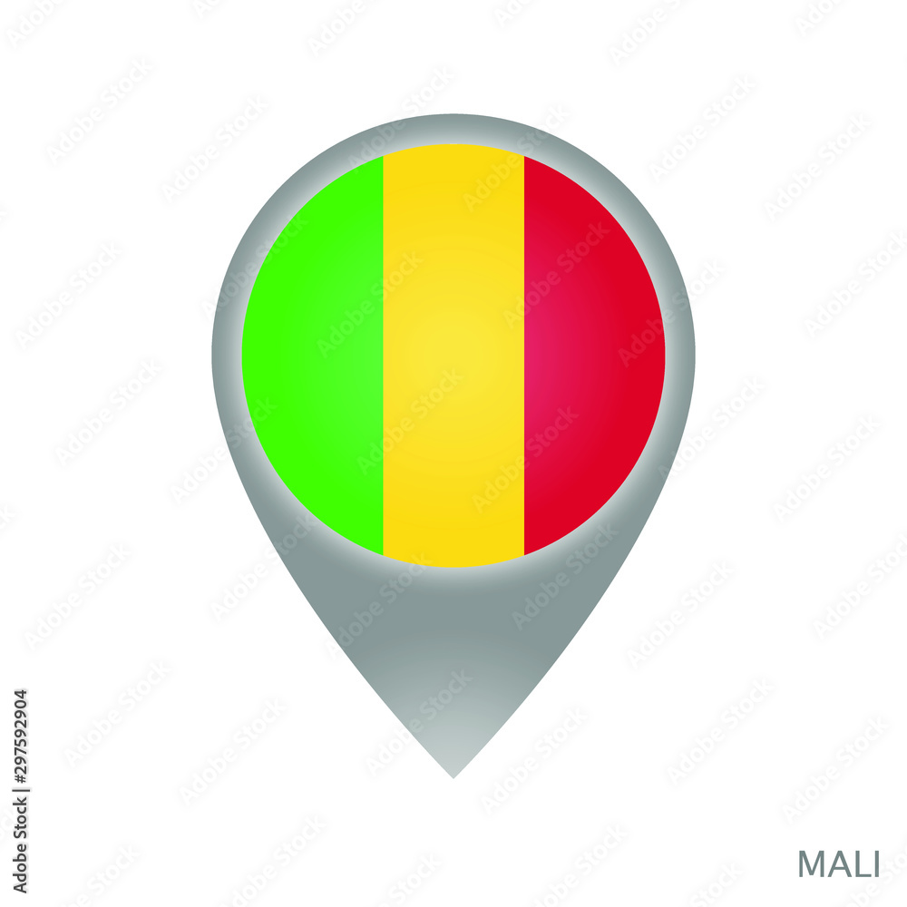 Sticker map pointer with flag of mali. colorful pointer icon for map. vector illustration. - Stickers
