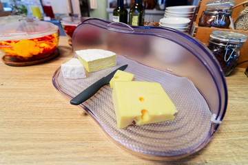 Cold italian antipasti platter soft camembert cheese and emental