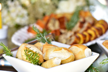basket with bread and cake with occasional blur