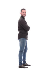 Fototapeta premium side view. modern young man in jeans