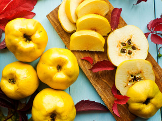 Quince on wood