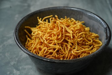 Homemade Sev - Crunchy noodle made from chickpea flour/ Diwali Snacks
