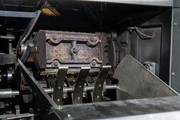 industrial waffle iron in action