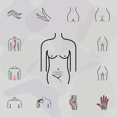 bikini epilation, women icon. Universal set of plastic surgery, epilation for website design and development, app development