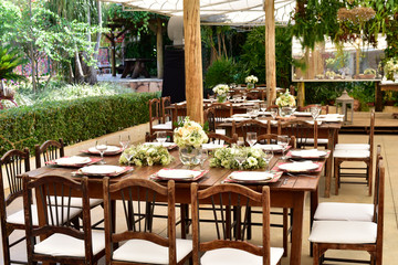 Table prepared for the party dinner.