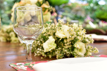Table prepared for the party dinner.