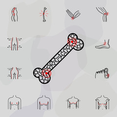 osteoporosis, bone, pain icon. Universal set of plastic surgery, epilation for website design and development, app development