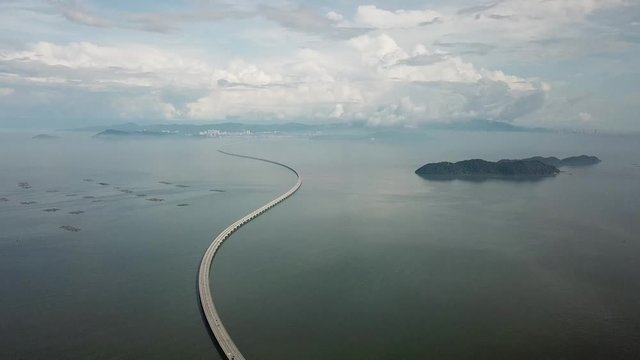 Aerial Penang Second Bridge (Sultan Abdul Halim Muadzam Shah Bridge) and Pulau Aman.