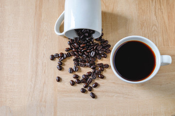 .Coffee cup and coffee beans