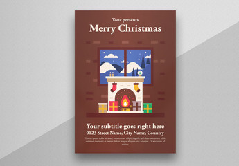 Brown Christmas Illustrative Flyer Layout