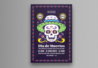 Día De Muertos Illustrative Flyer Layout