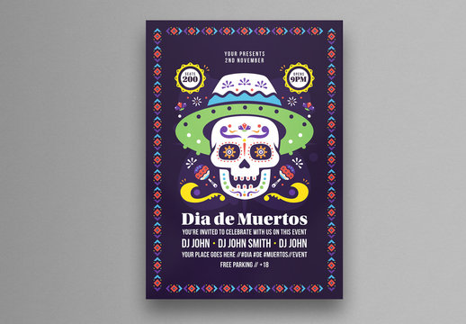 D&iacute;a De Muertos Illustrative Flyer Layout