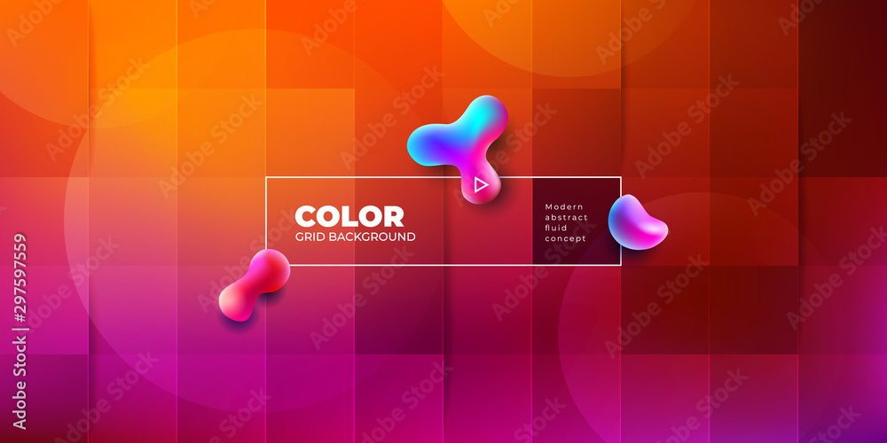 Wall mural color background design with square cells. fluid gradient background shapes composition. red futuris