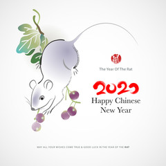 Chinese new year zodiac rat graphic art. 2020 the year of the rat.