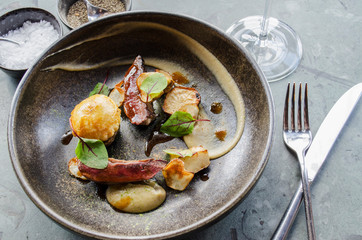 Seasonal Pigeon Dish in a Restaurant