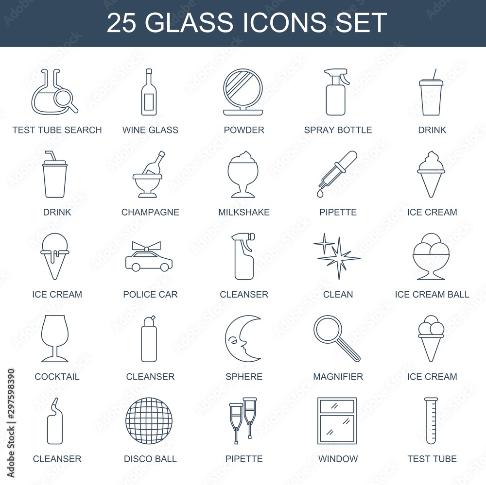 Sticker 25 glass icons