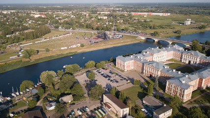 Aerial view of Jelgava city Latvia Zemgale drone top view